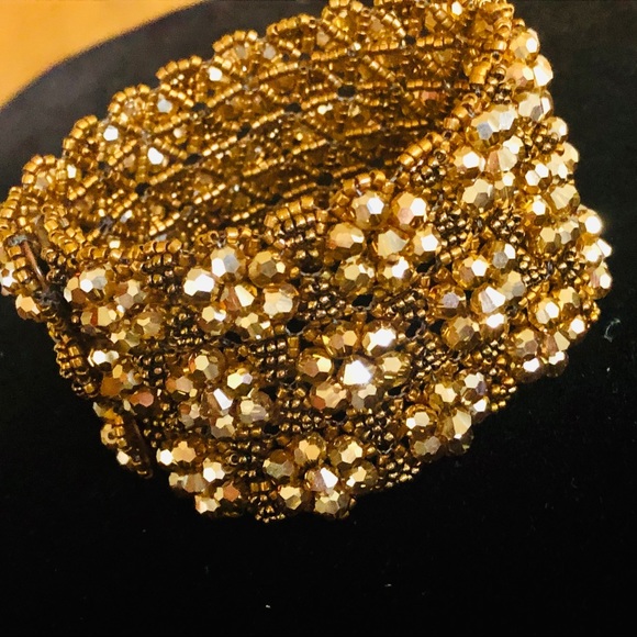 Jewelry - Wide Bead and Crystal Cuff Bracelet